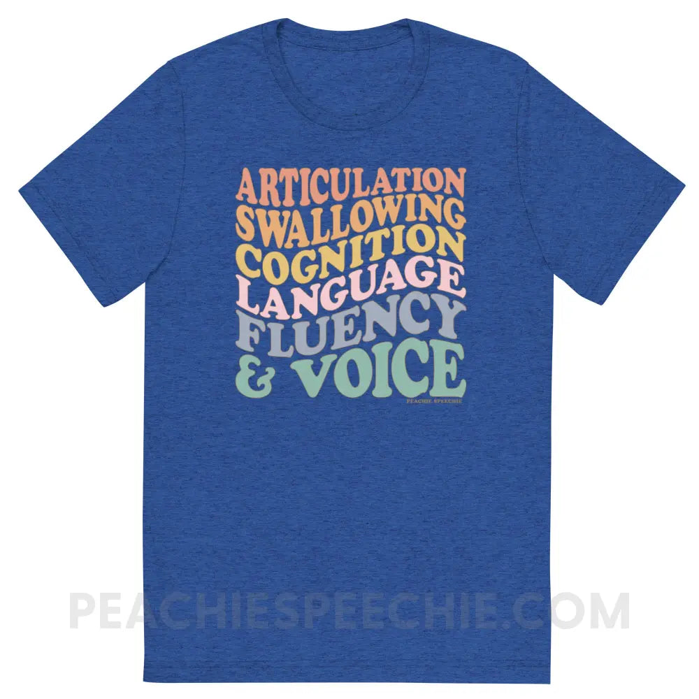 Wavy Speech Stuff Tri-Blend Tee - True Royal Triblend / S - peachiespeechie.com