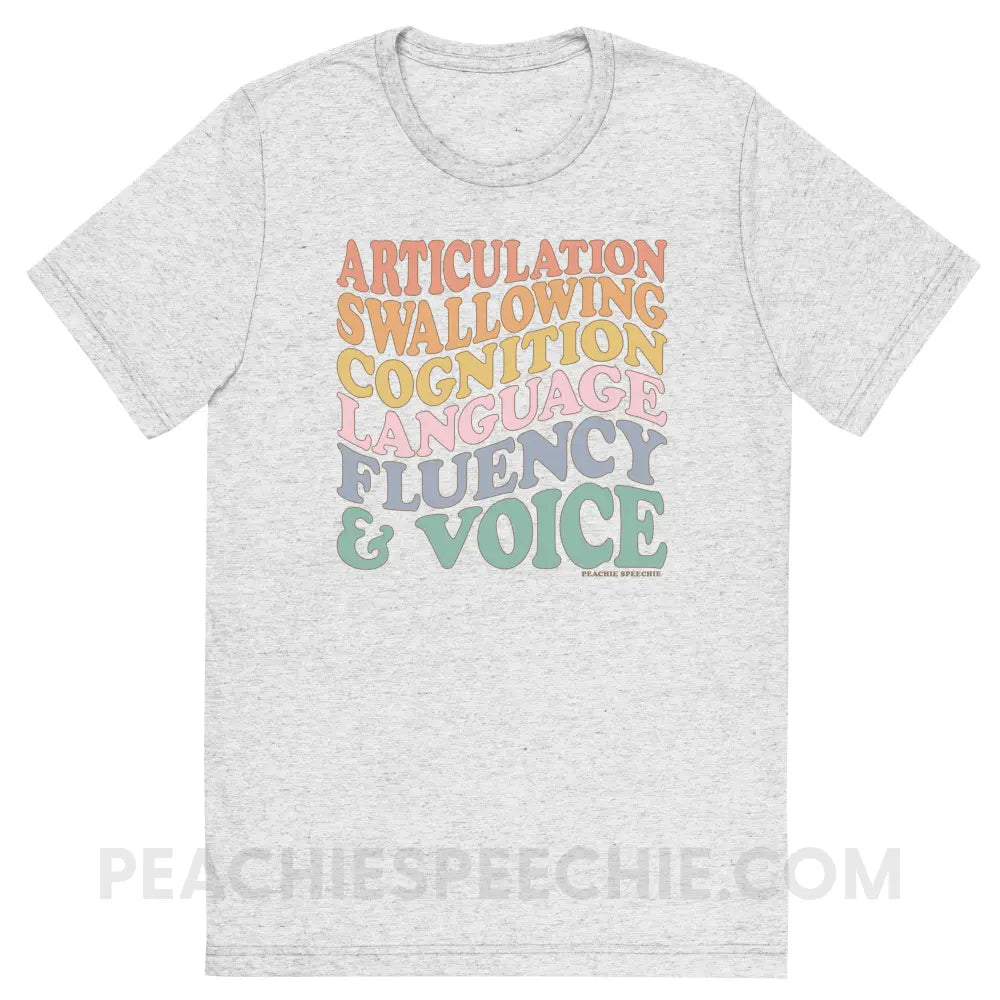 Wavy Speech Stuff Tri-Blend Tee - White Fleck Triblend / S - peachiespeechie.com