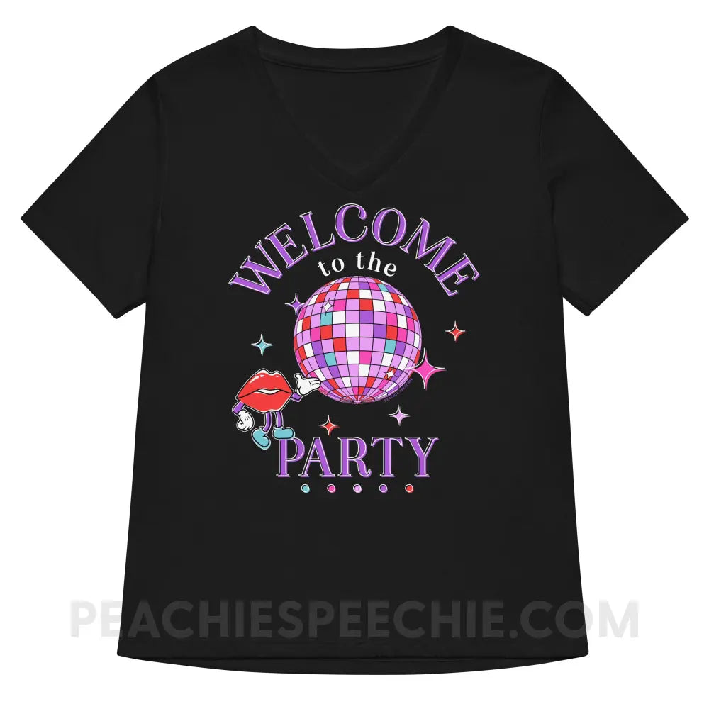 Welcome To The Party Premium Women’s V-Neck - Solid Black Blend / S - peachiespeechie.com