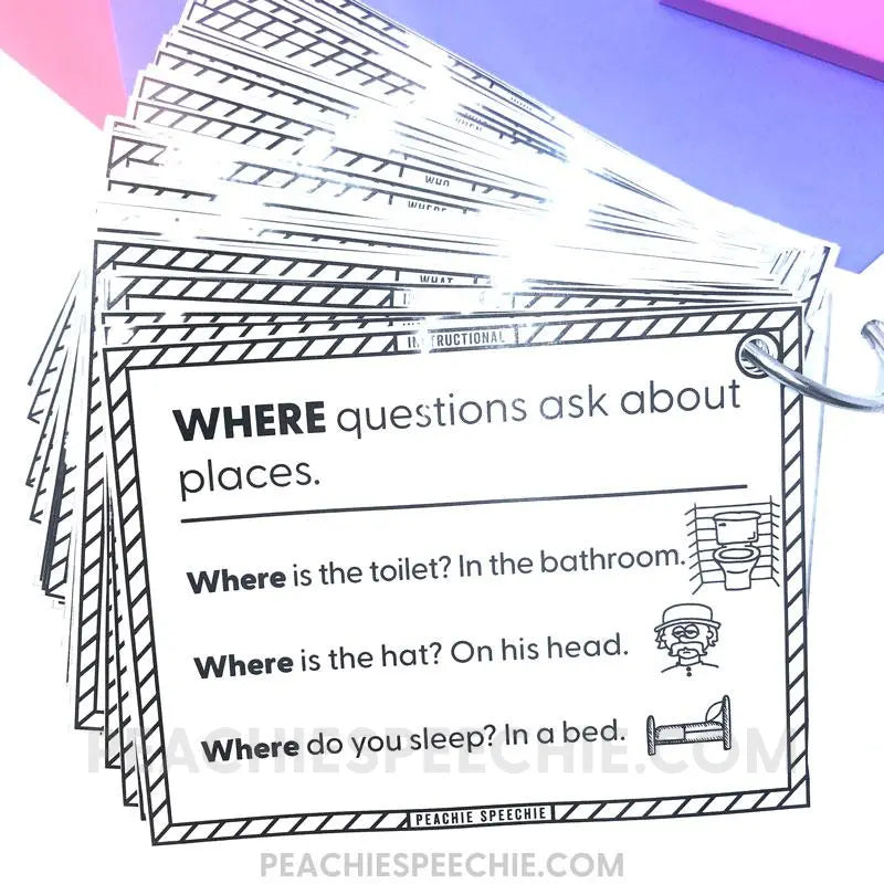 WH-Questions and Comprehension Card Deck BUNDLE - Materials peachiespeechie.com