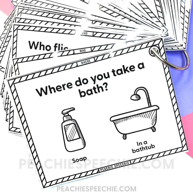 WH-Questions and Comprehension Card Deck BUNDLE - Materials peachiespeechie.com