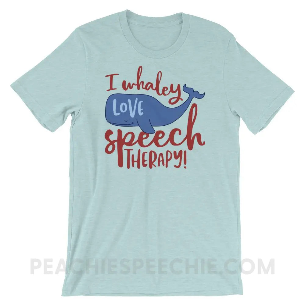 Whaley Love Speech Premium Soft Tee - Heather Prism Ice Blue / XS - T - Shirts & Tops peachiespeechie.com