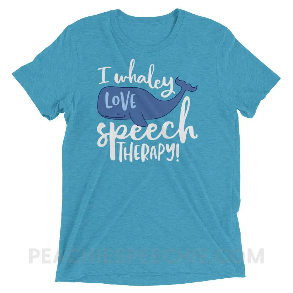 Whaley Love Speech Tri-Blend Tee - Aqua Triblend / XS - T-Shirts & Tops peachiespeechie.com