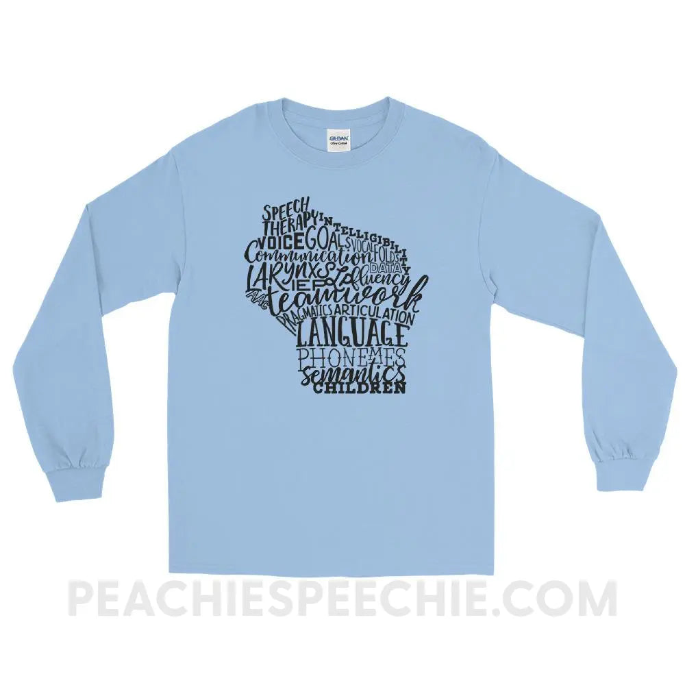Wisconsin SLP Long Sleeve Tee - Light Blue / S - T-Shirts & Tops peachiespeechie.com