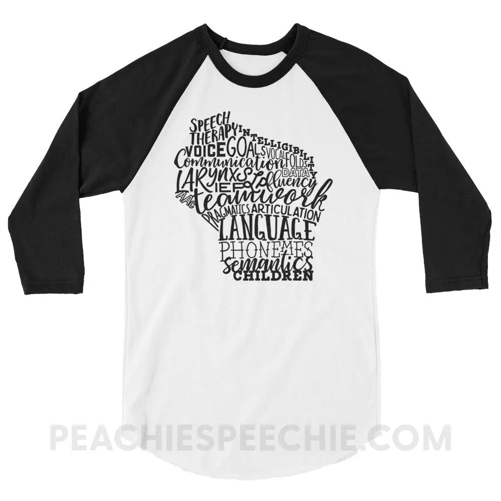 Wisconsin SLP Baseball Tee - White/Black / XS - T-Shirts & Tops peachiespeechie.com