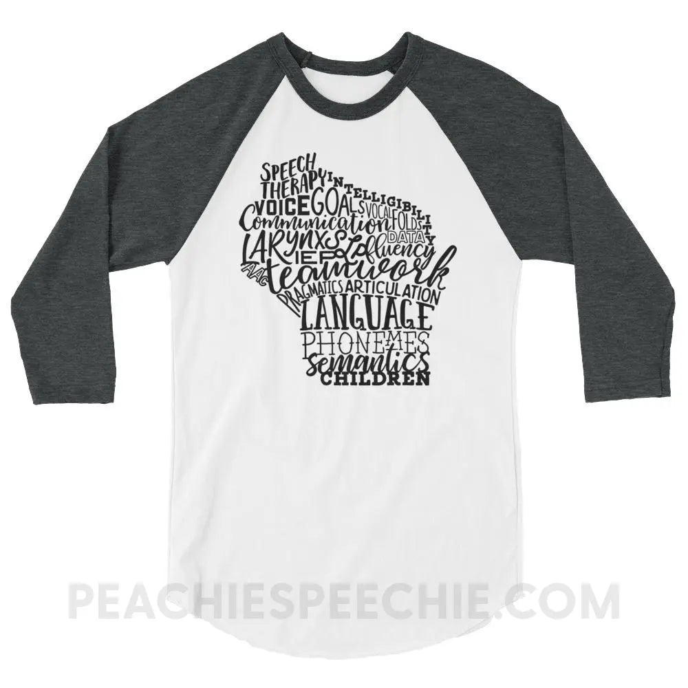 Wisconsin SLP Baseball Tee - White/Heather Charcoal / XS - T-Shirts & Tops peachiespeechie.com