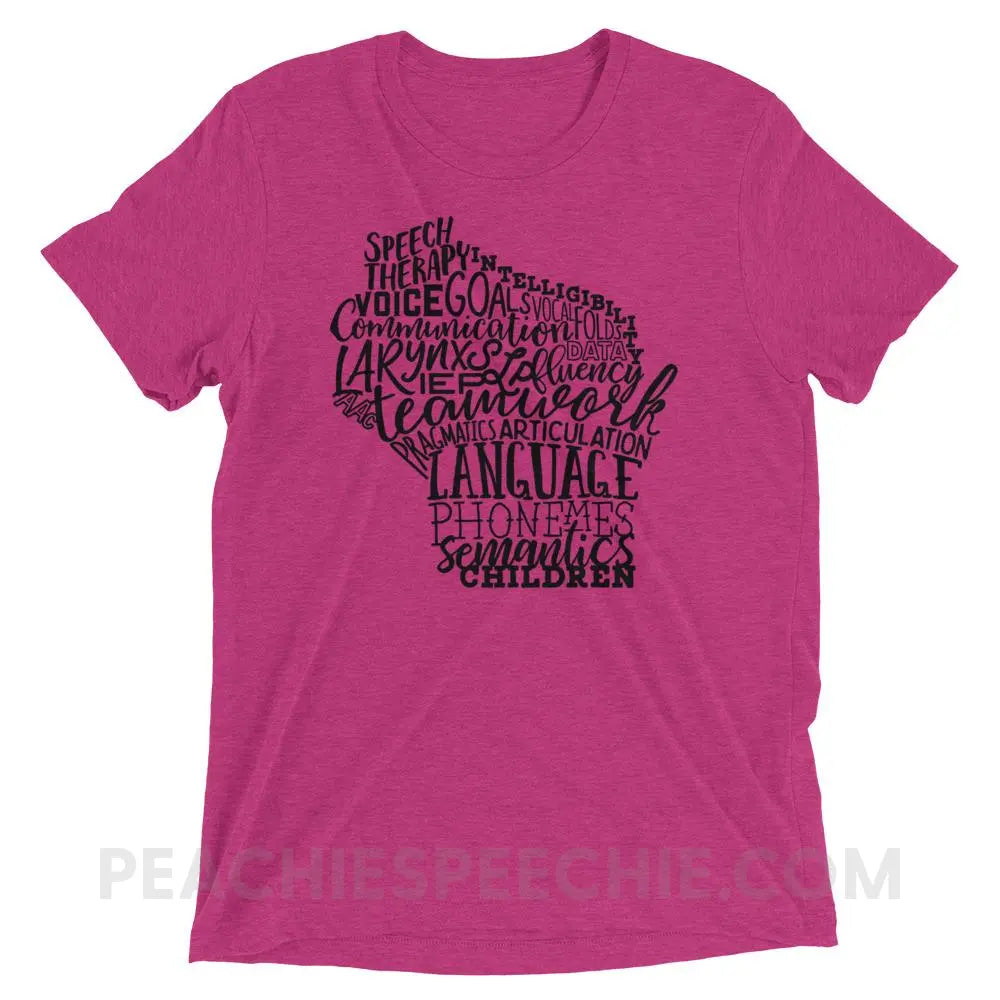 Wisconsin SLP Tri-Blend Tee - Berry Triblend / XS - T-Shirts & Tops peachiespeechie.com
