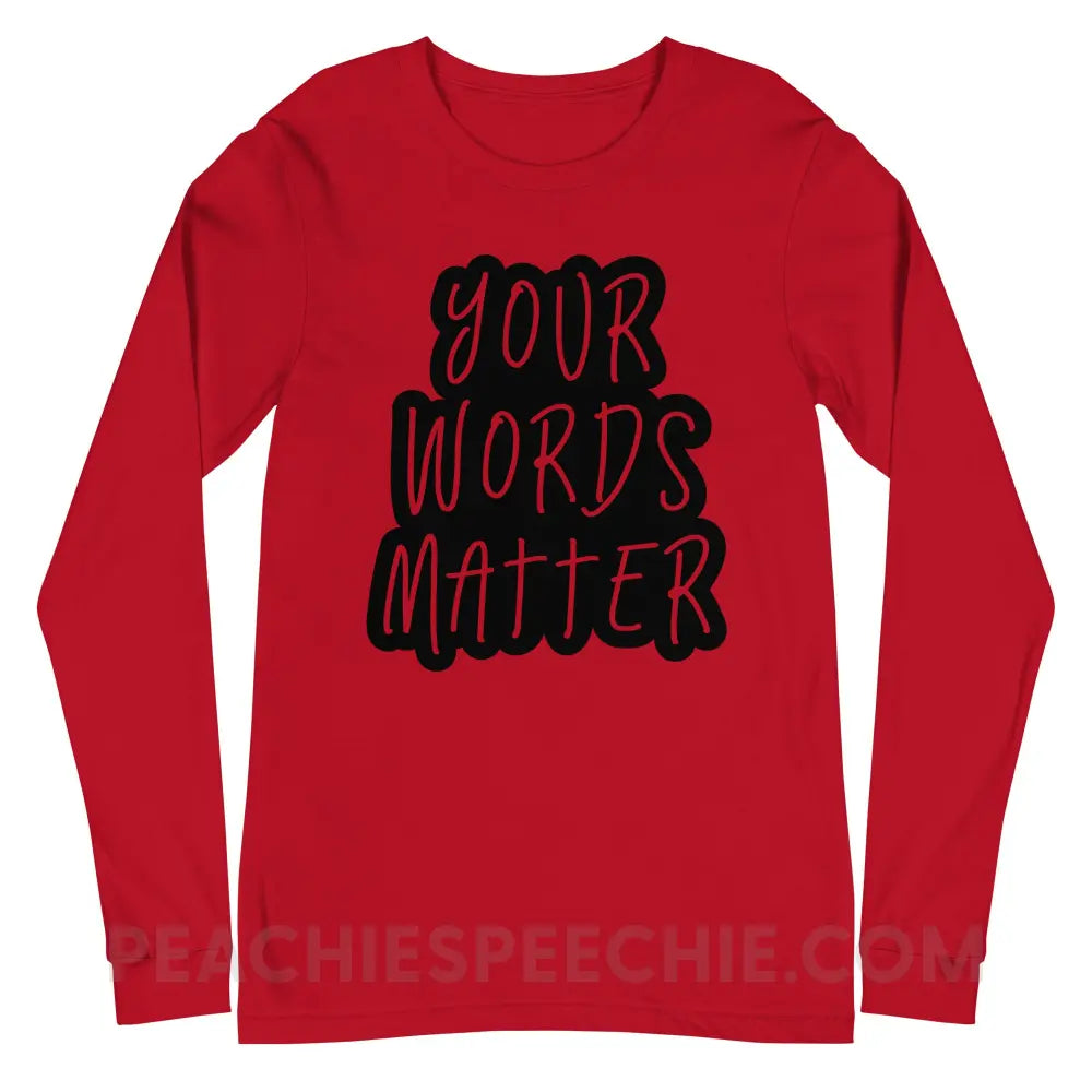 Your Words Matter Cloud Premium Long Sleeve - Red / XS - Long-sleeve peachiespeechie.com