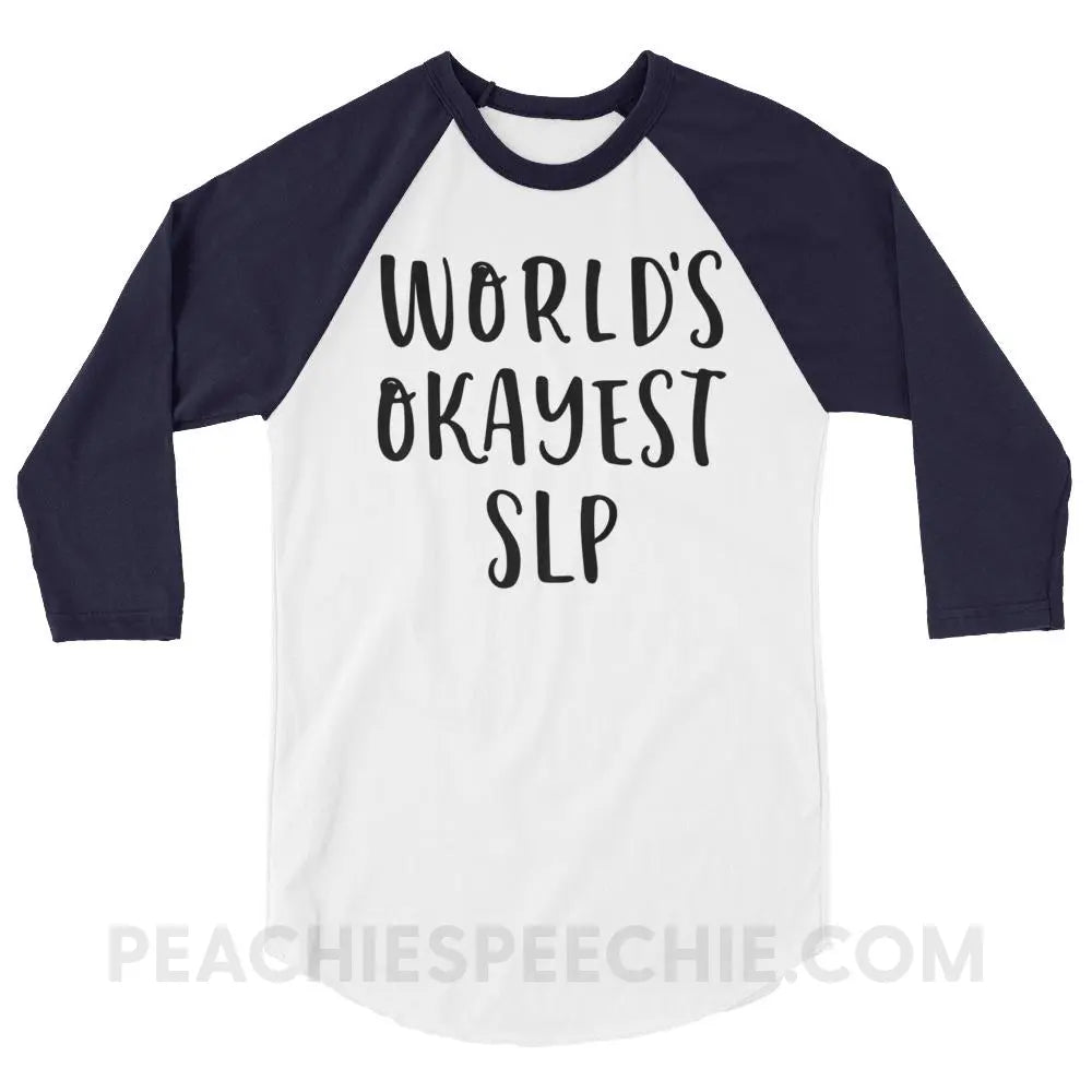 World’s Okayest SLP Baseball Tee - T-Shirts & Tops peachiespeechie.com