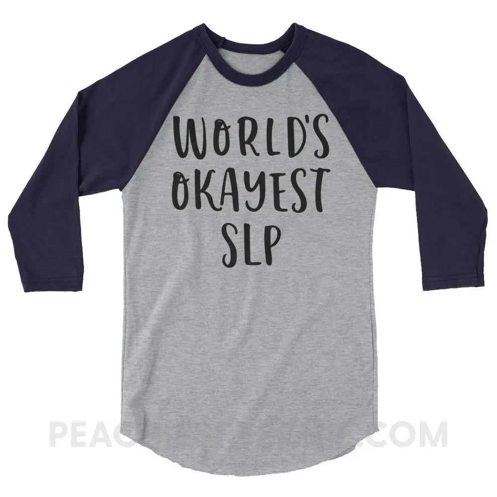 World’s Okayest SLP Baseball Tee - T-Shirts & Tops peachiespeechie.com
