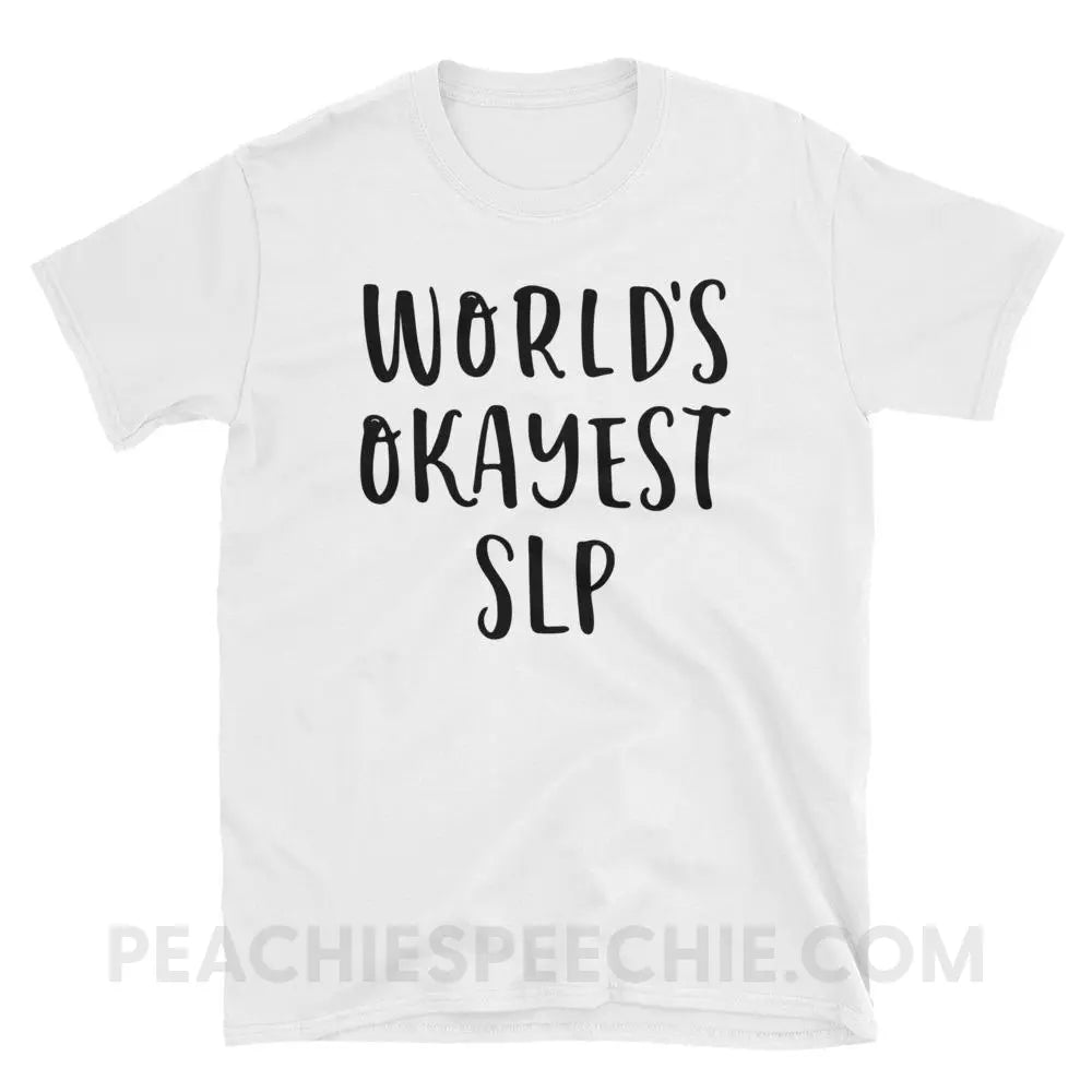 World’s Okayest SLP Classic Tee - White / S - T-Shirts & Tops peachiespeechie.com