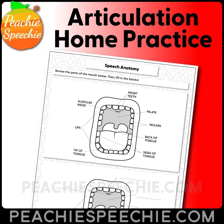 Articulation Home Practice - Materials peachiespeechie.com