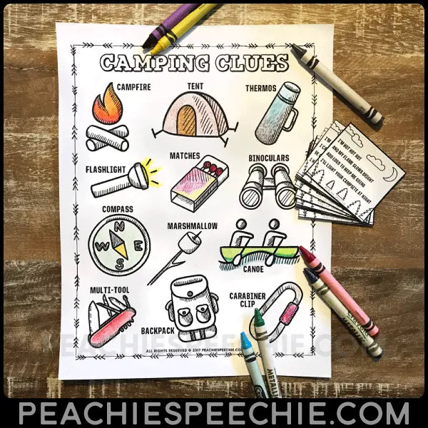 Camping Clues: Early Inferencing Activity - Materials peachiespeechie.com
