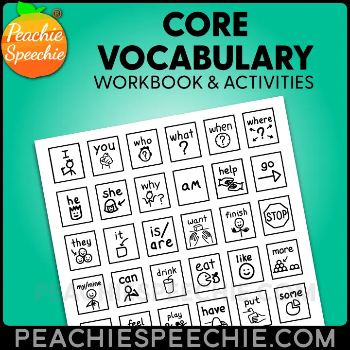 Core Vocabulary Workbook - Materials peachiespeechie.com