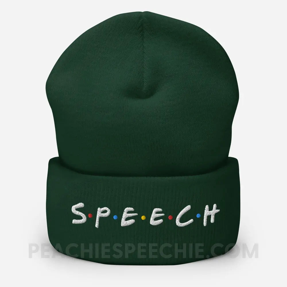 Friends Speech Embroidered Cozy Beanie - Spruce - Hats peachiespeechie.com