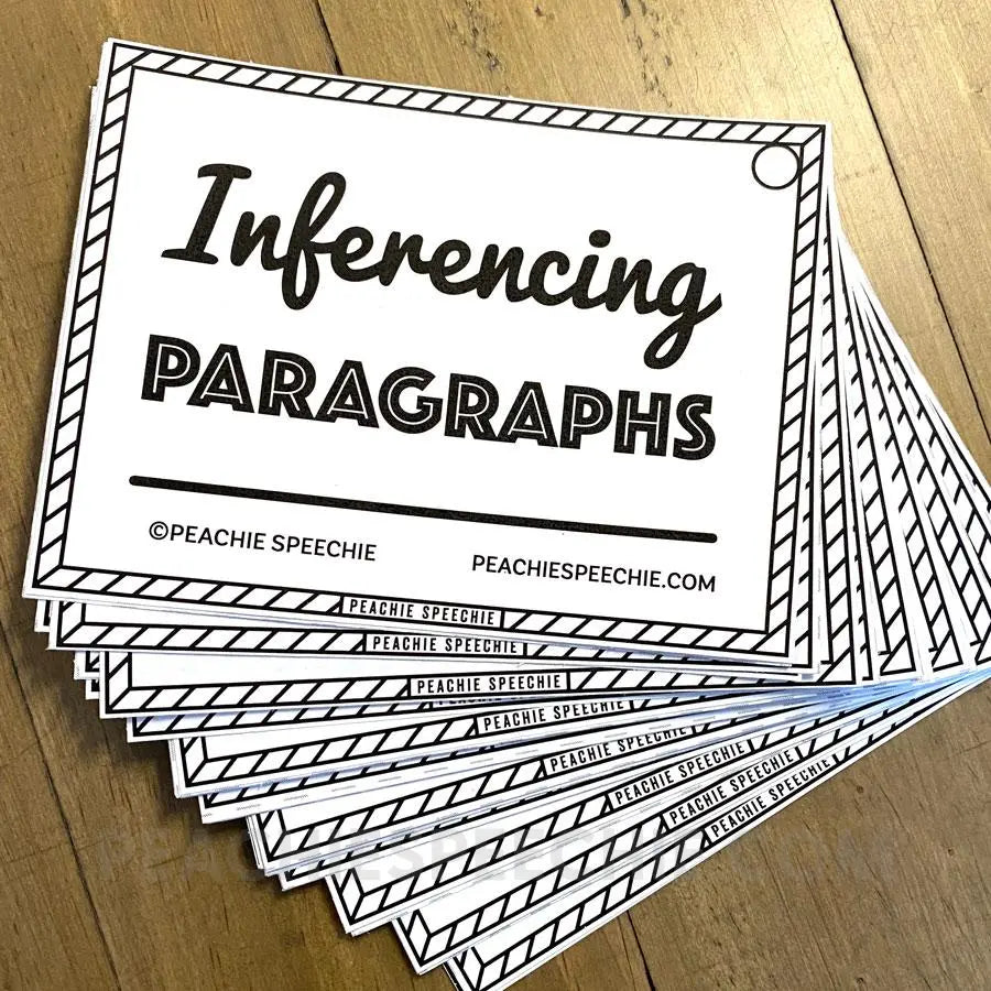 Inferencing Paragraphs Card Deck - Materials peachiespeechie.com