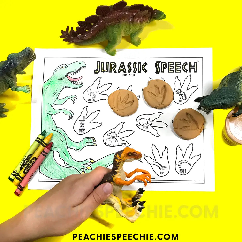Jurassic Speech™ Dinosaur Articulation Worksheets - Materials peachiespeechie.com