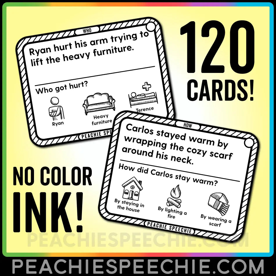 Listening Comprehension Card Deck - Multiple Choice - Materials - peachiespeechie.com