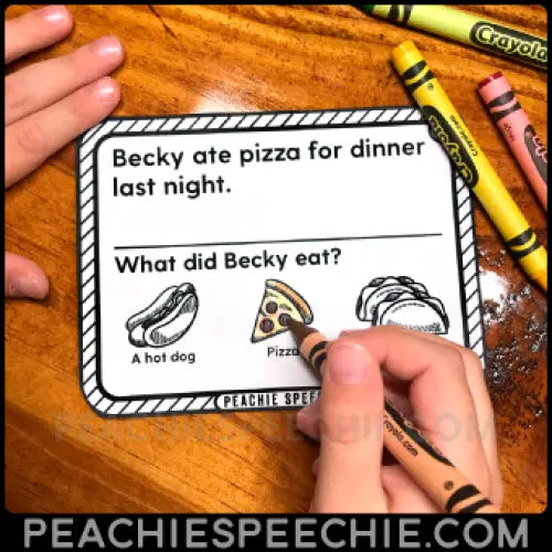 Listening Comprehension Card Deck - Multiple Choice - Materials - peachiespeechie.com
