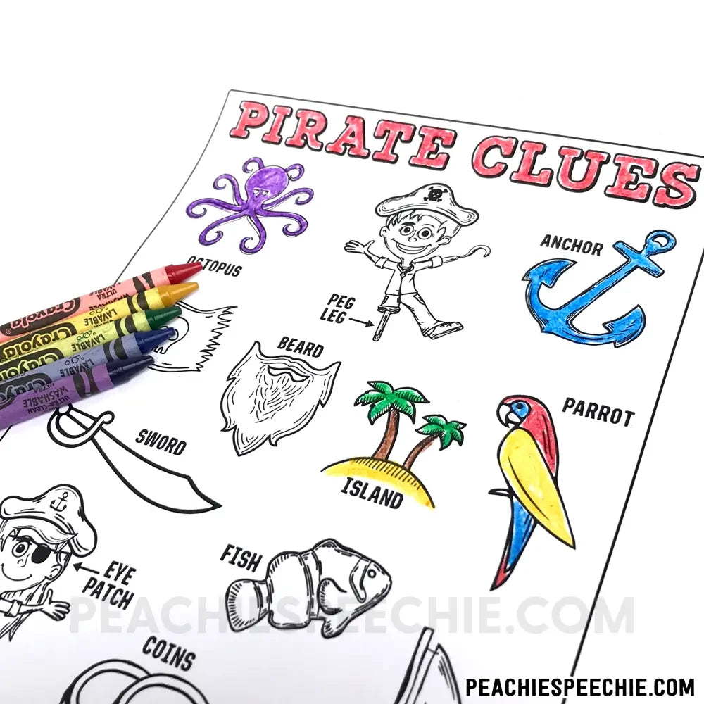Pirate Clues: Early Inferencing Activity - Materials peachiespeechie.com