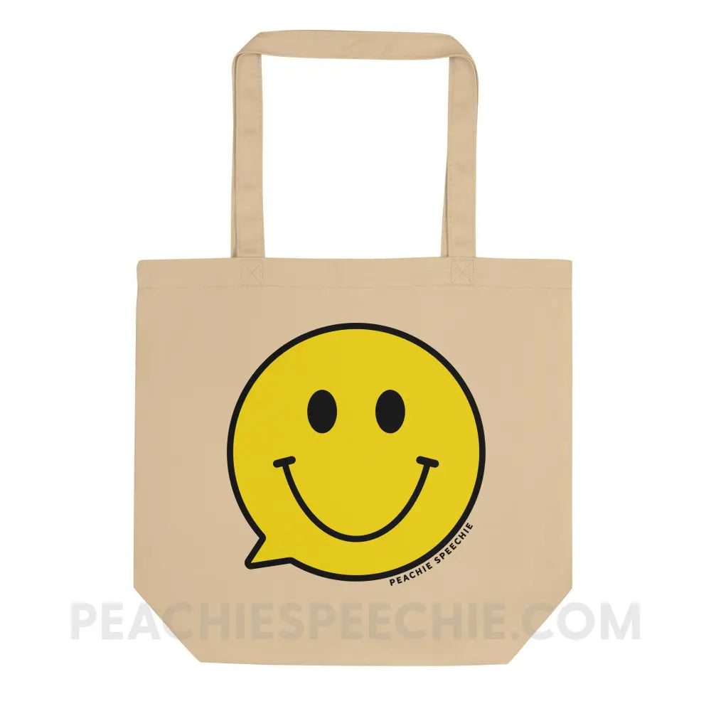 Smiley Face Speech Bubble Organic Canvas Tote - peachiespeechie.com