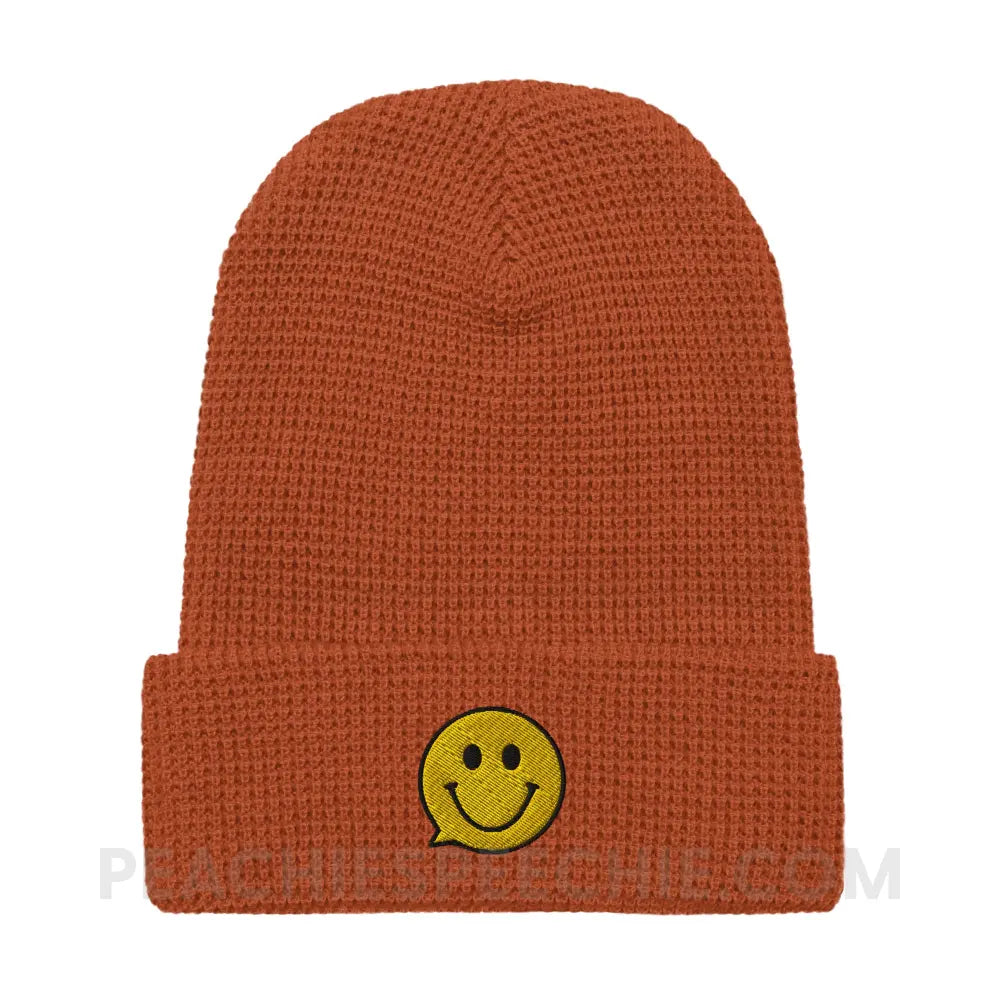 Smiley Face Speech Bubble Waffle beanie - peachiespeechie.com