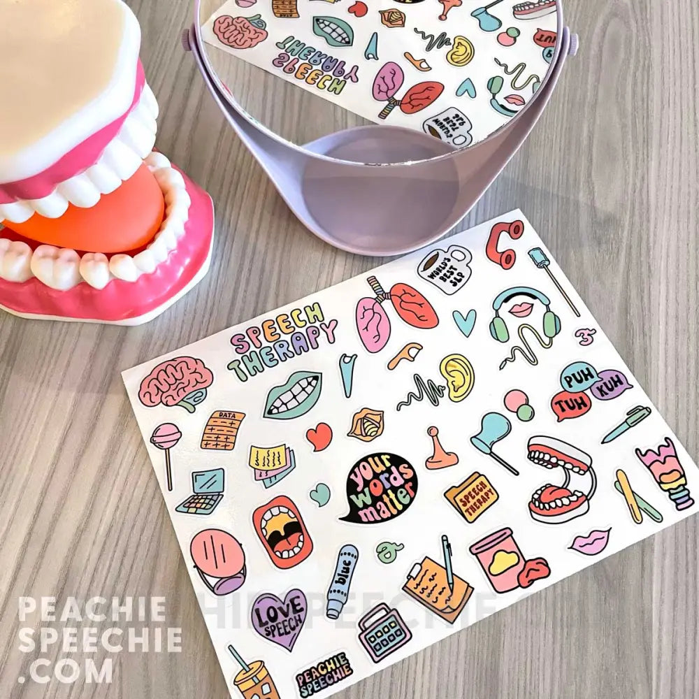 Speech Life Stuff Large Premium Sticker Sheet - Paper products peachiespeechie.com