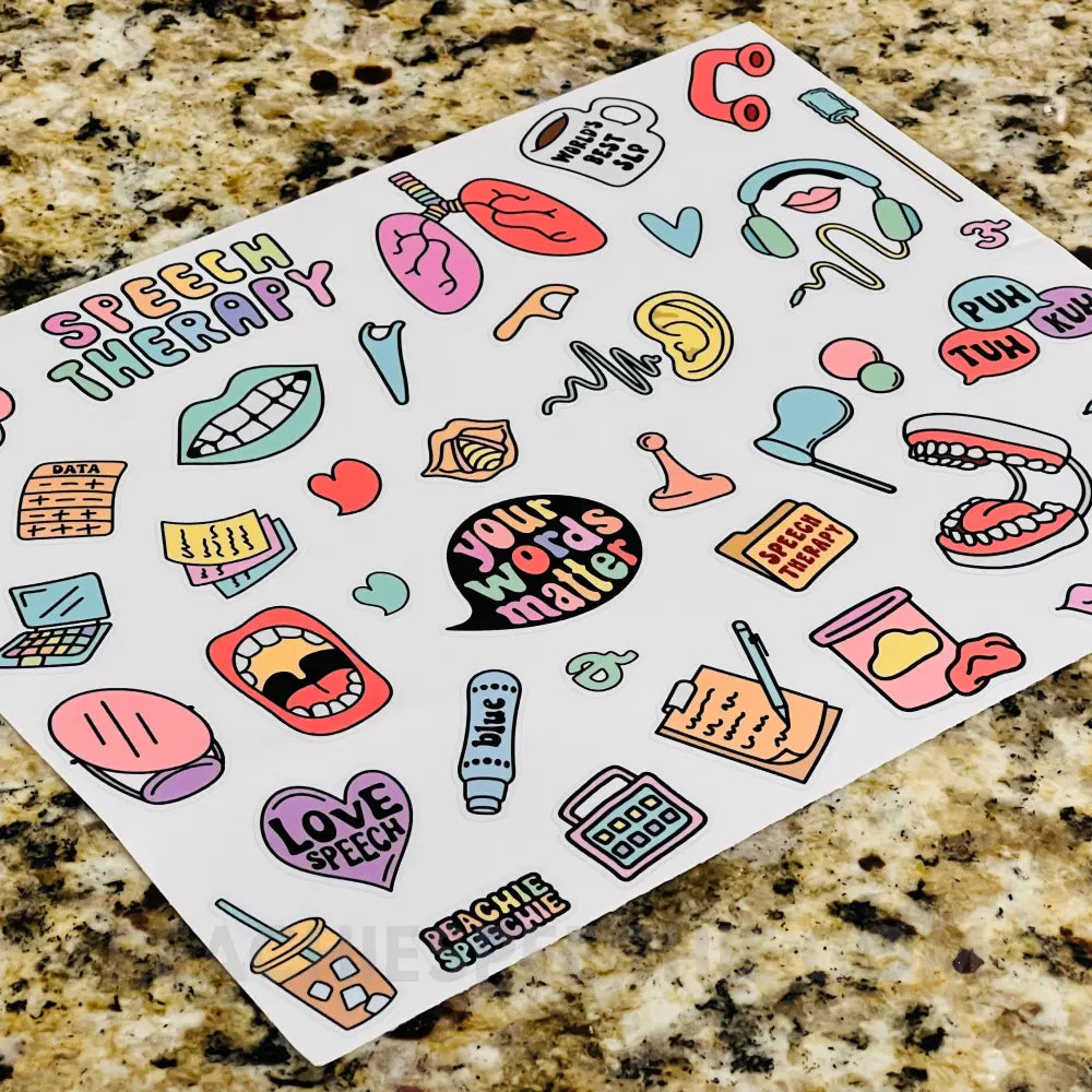Speech Life Stuff Large Premium Sticker Sheet - Paper products peachiespeechie.com