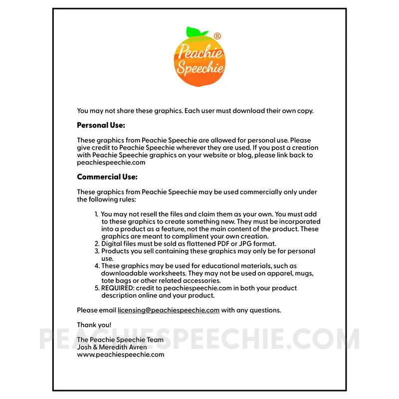 Speech Sound Clipart - Materials peachiespeechie.com