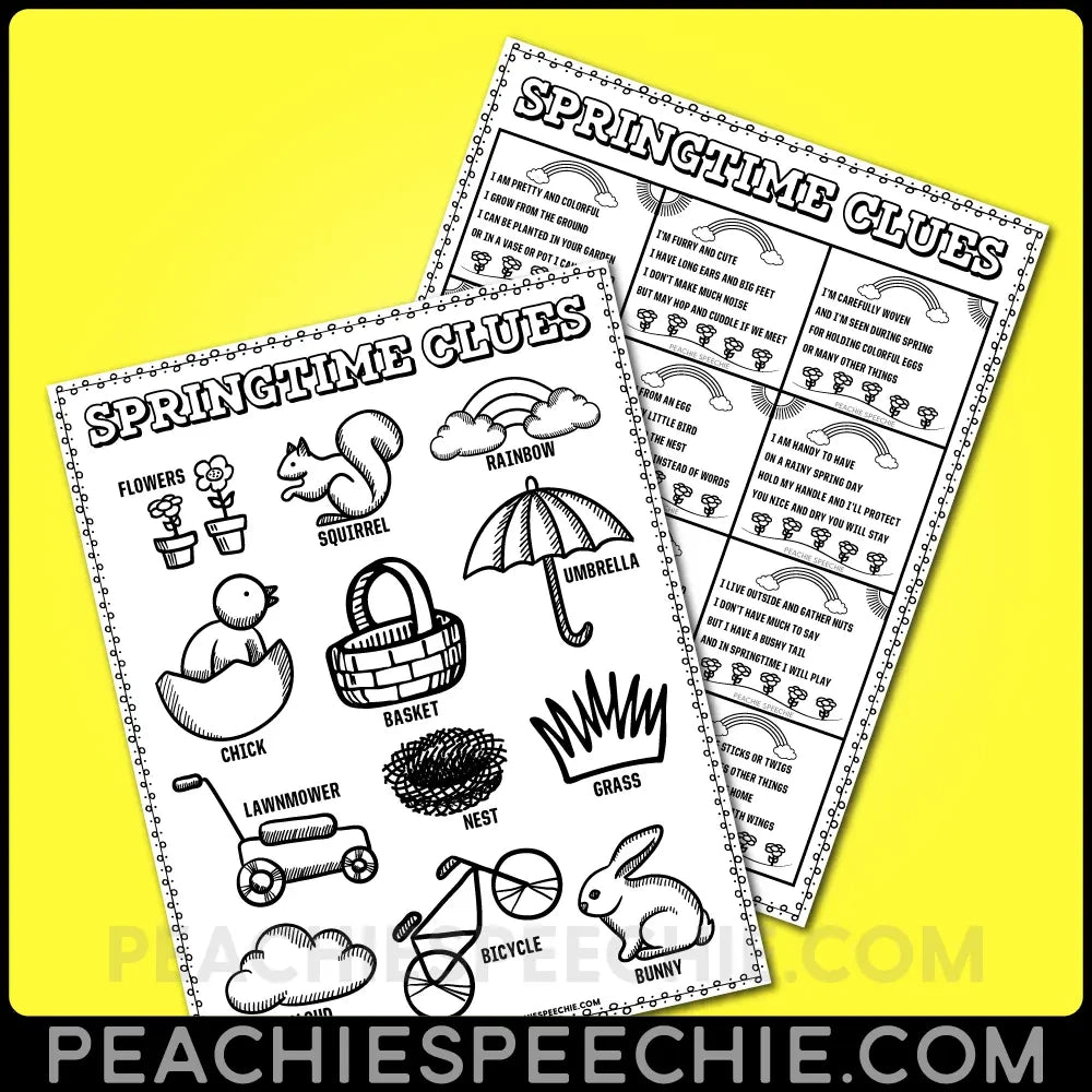 Springtime Clues: Early Inferencing Activity - Materials peachiespeechie.com