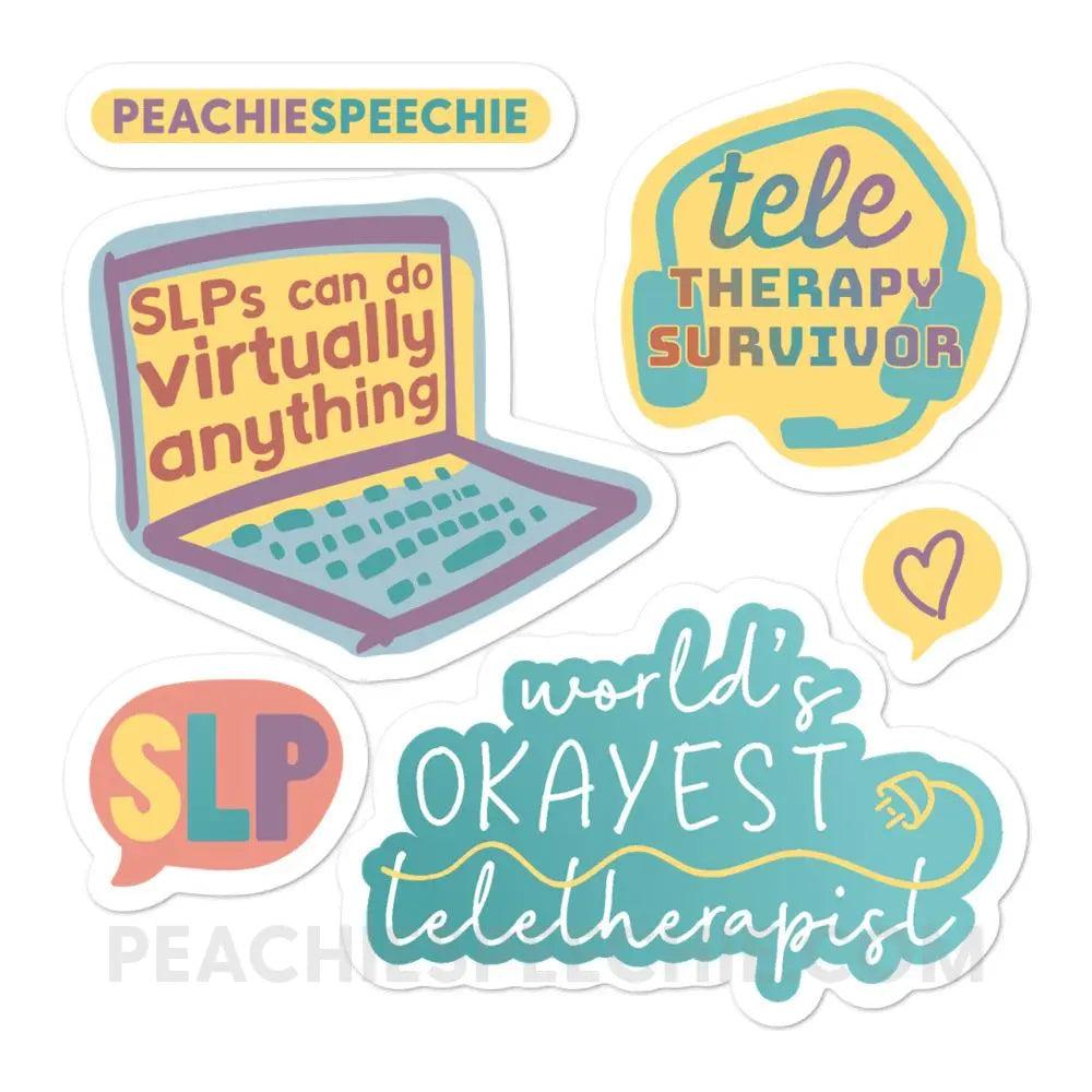 Teletherapy Stickers - peachiespeechie.com