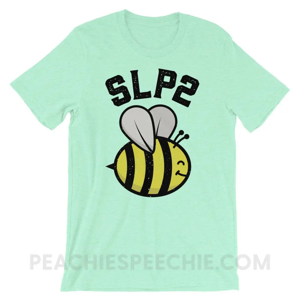 SLP 2 Bee Premium Soft Tee - Heather Mint / S - T-Shirts & Tops peachiespeechie.com