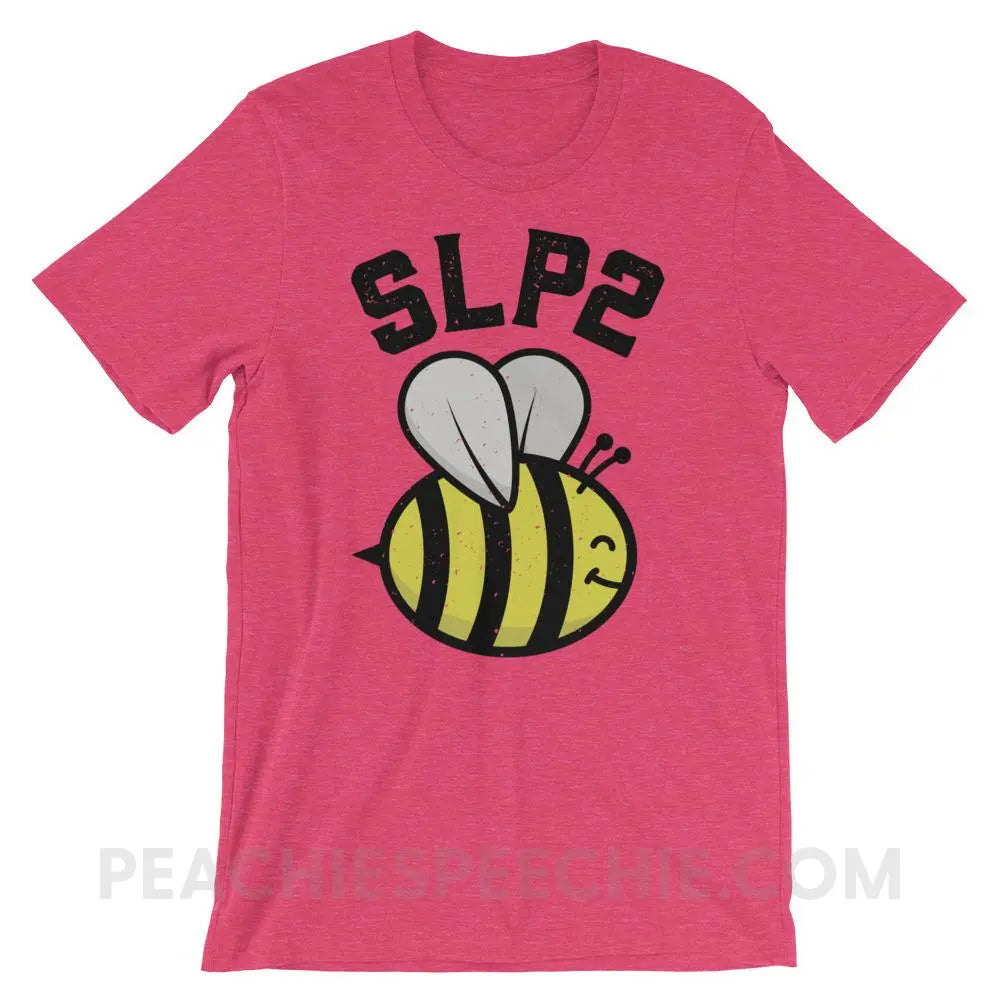 SLP 2 Bee Premium Soft Tee - Heather Raspberry / S - T-Shirts & Tops peachiespeechie.com