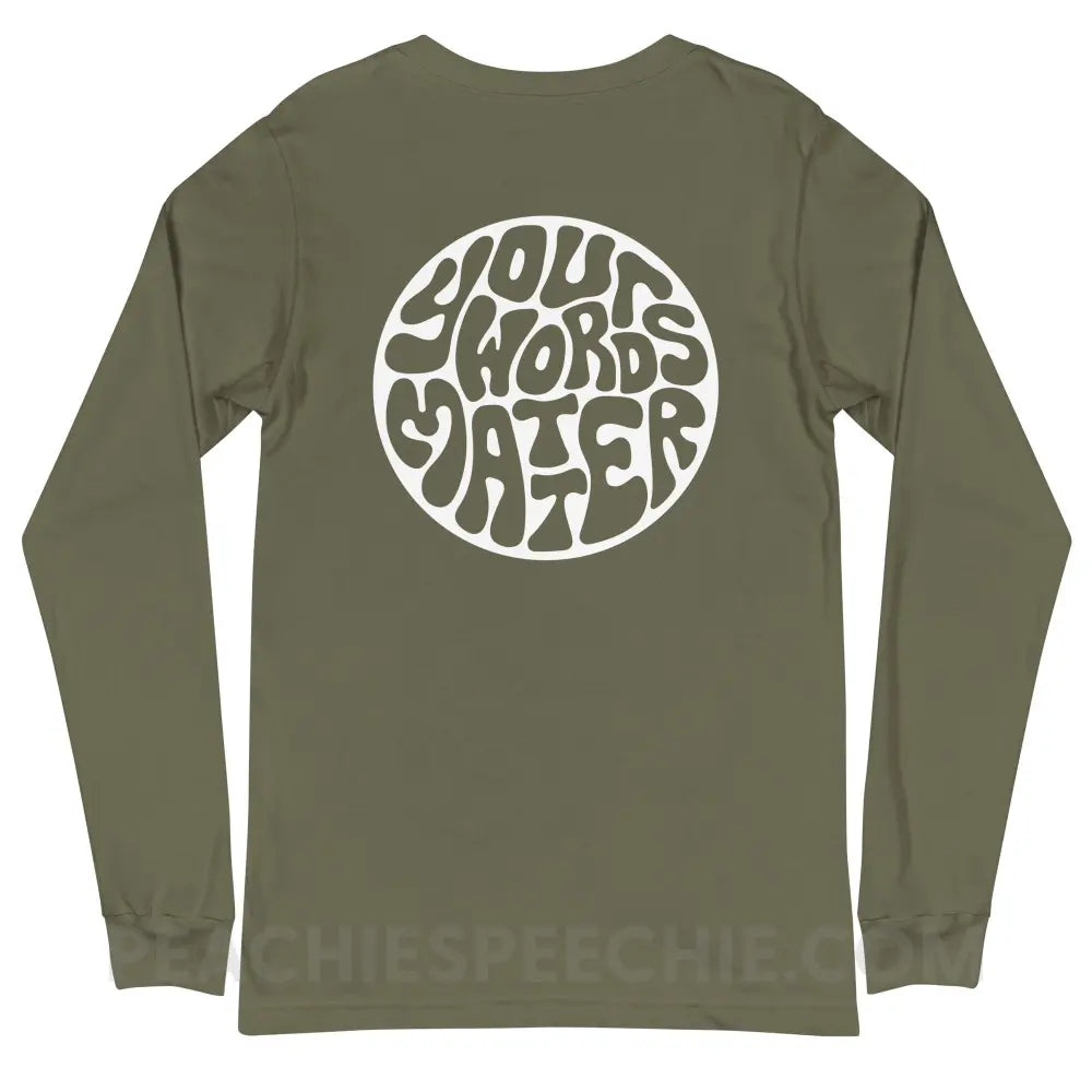 Your Words Matter Circle Premium Long Sleeve - peachiespeechie.com