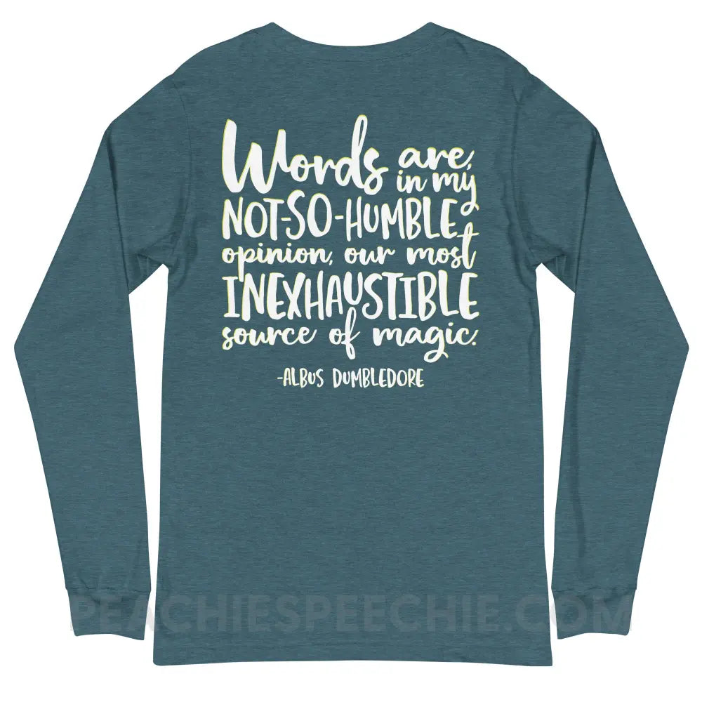 Magic Quote (Back Print) Premium Long Sleeve - Heather Deep Teal / XS - peachiespeechie.com