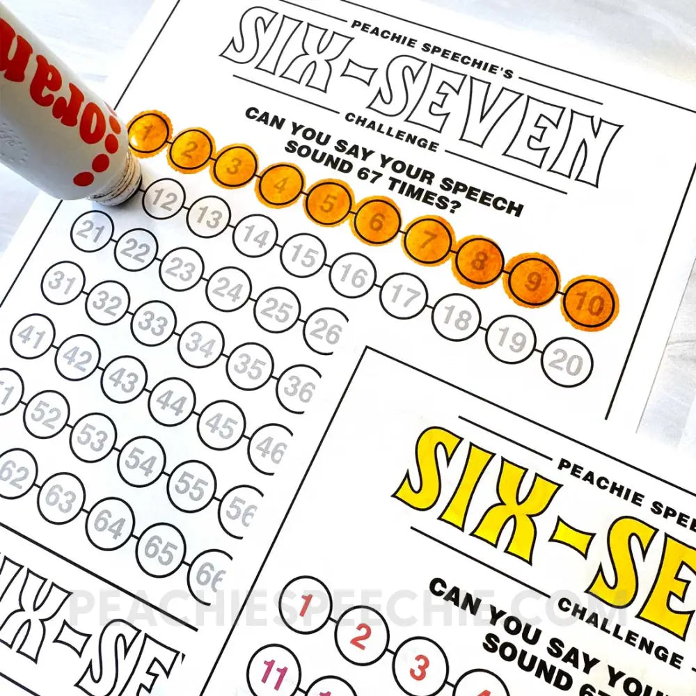 67 Six-Seven Speech Practice - Materials peachiespeechie.com