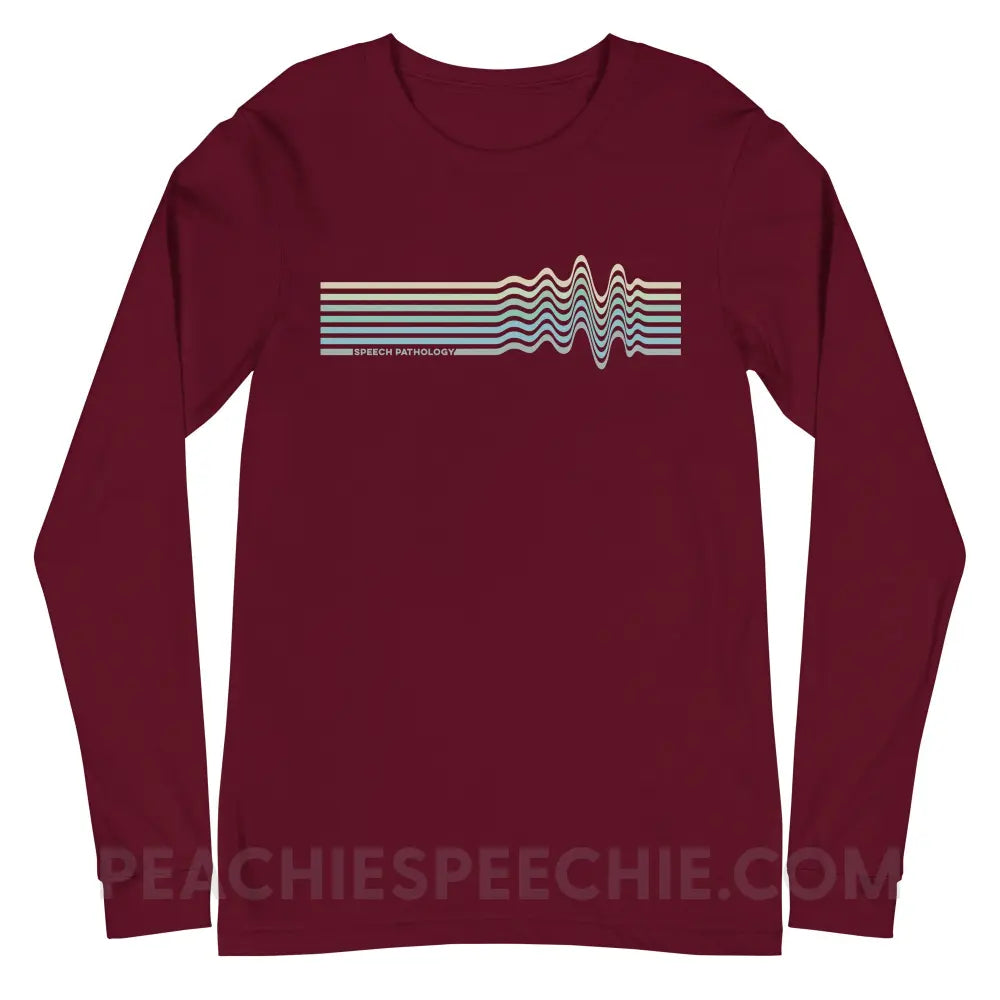Sound Waves Premium Long Sleeve - Maroon / XS - peachiespeechie.com
