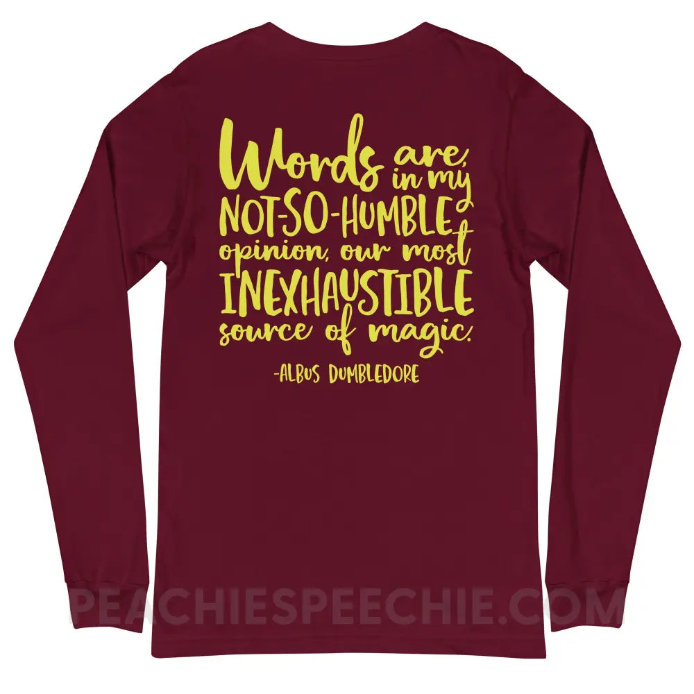 Magic Quote (Back Print) Premium Long Sleeve - Maroon / S - peachiespeechie.com