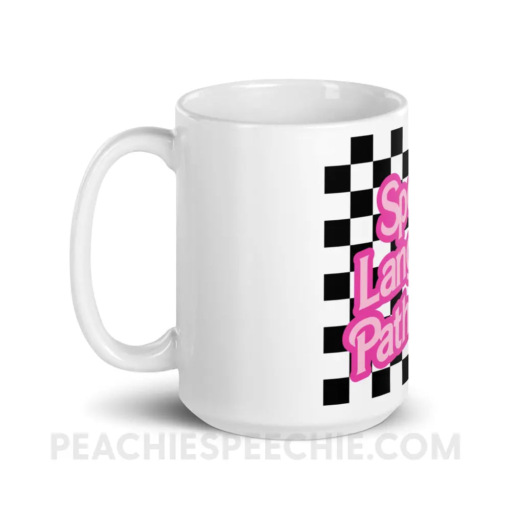 90s Checkerboard Speech Language Pathology Coffee Mug - peachiespeechie.com