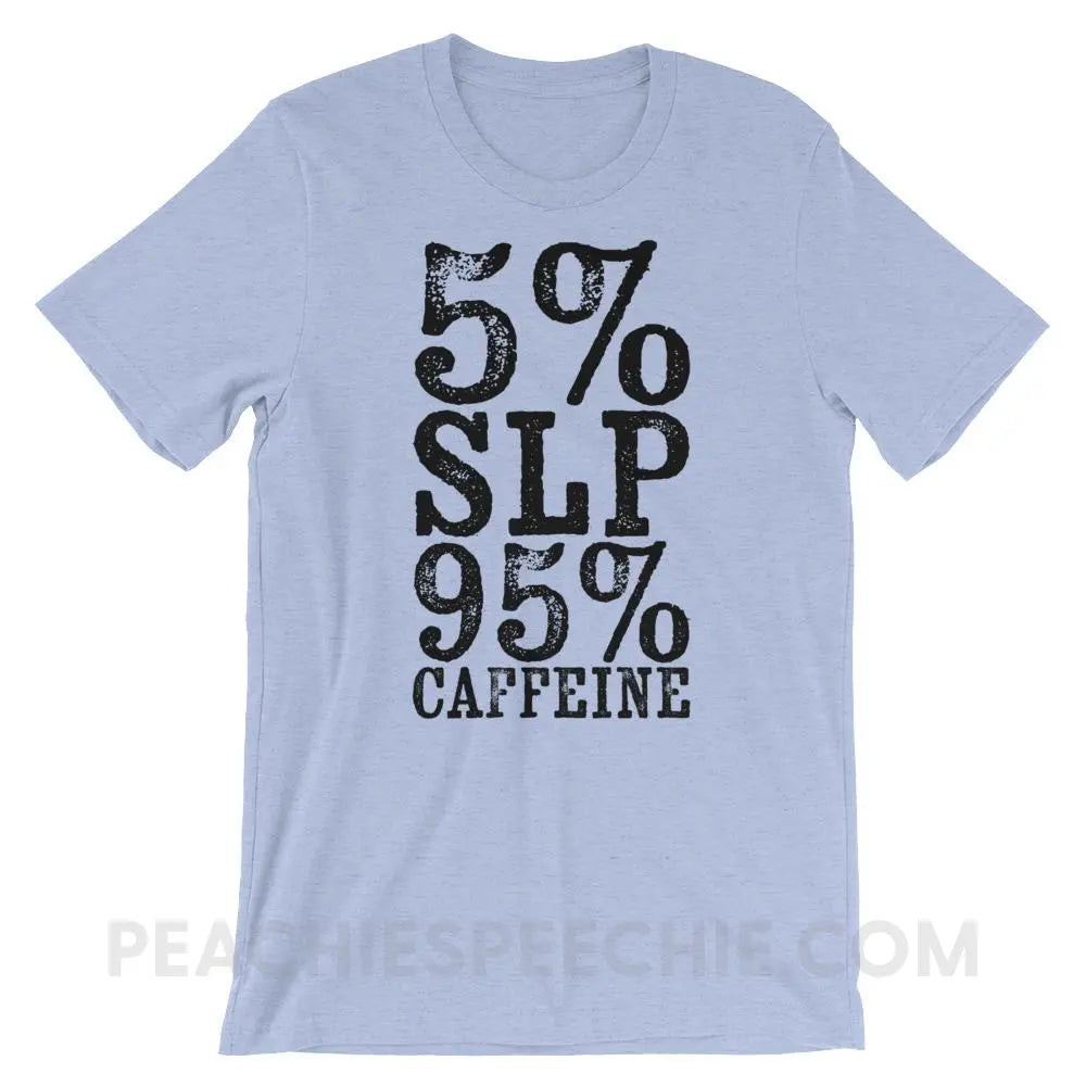 95% Caffeine Premium Soft Tee - Heather Blue / S - T-Shirts & Tops peachiespeechie.com