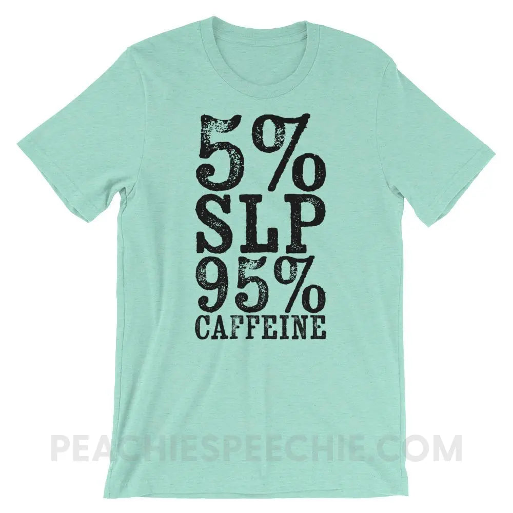 95% Caffeine Premium Soft Tee - Heather Mint / S - T-Shirts & Tops peachiespeechie.com