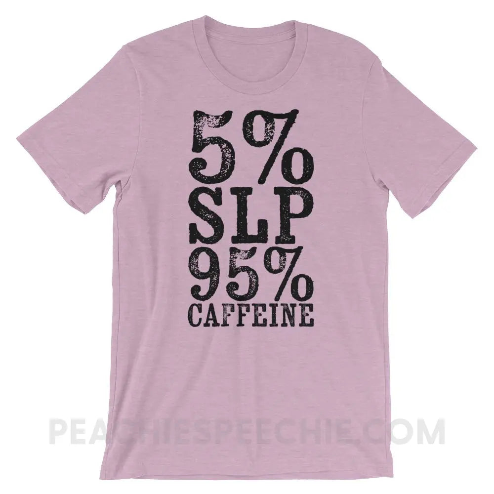 95% Caffeine Premium Soft Tee - Heather Prism Lilac / XS - T-Shirts & Tops peachiespeechie.com