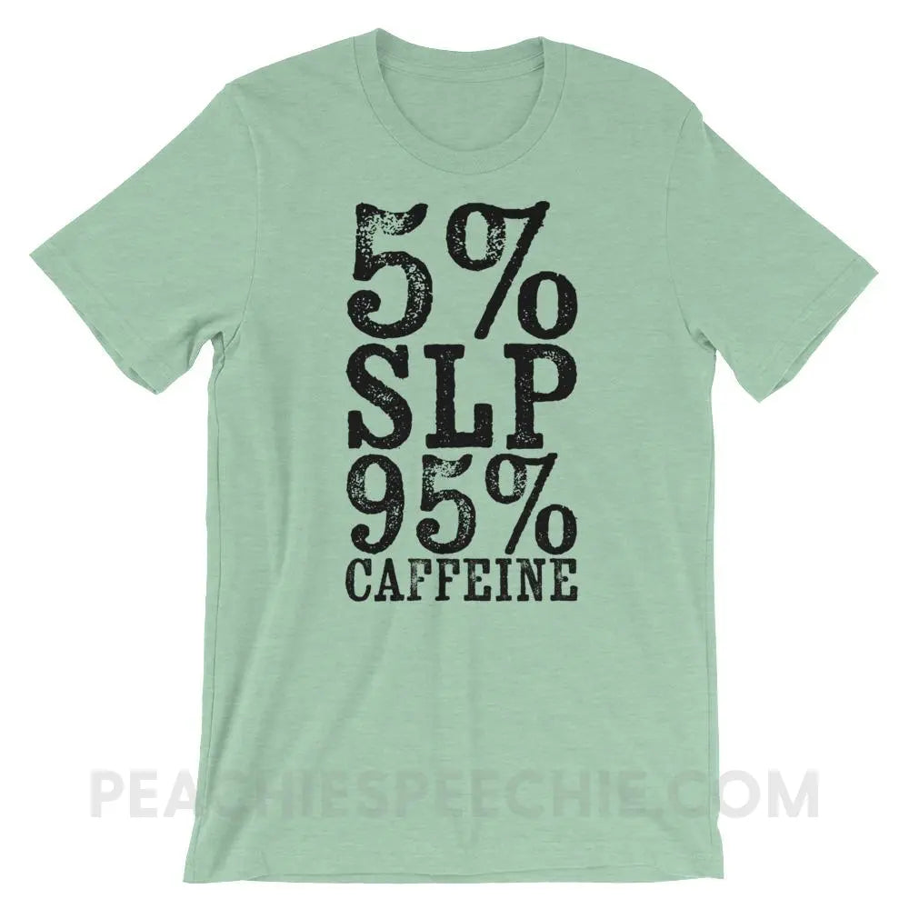 95% Caffeine Premium Soft Tee - Heather Prism Mint / XS - T-Shirts & Tops peachiespeechie.com