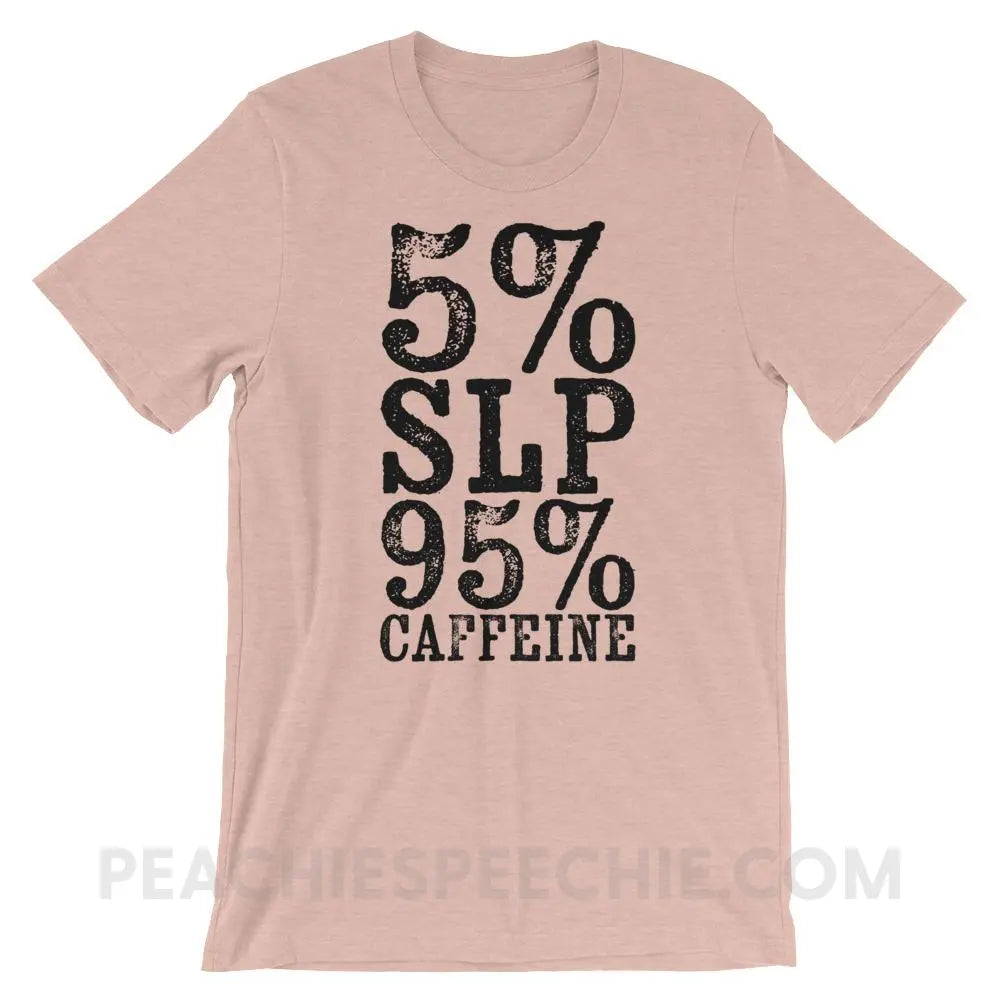 95% Caffeine Premium Soft Tee - Heather Prism Peach / XS - T-Shirts & Tops peachiespeechie.com
