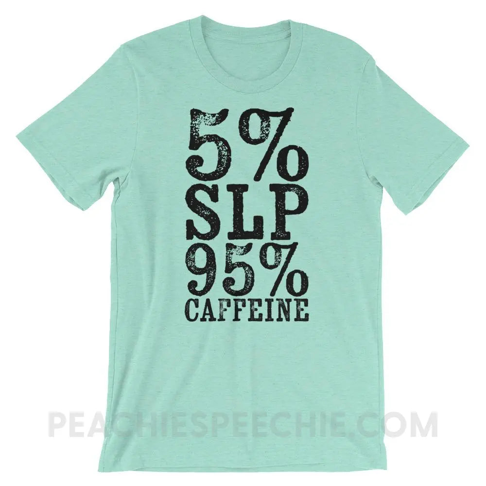 95% Caffeine Premium Soft Tee - Heather Mint / S - T-Shirts & Tops peachiespeechie.com