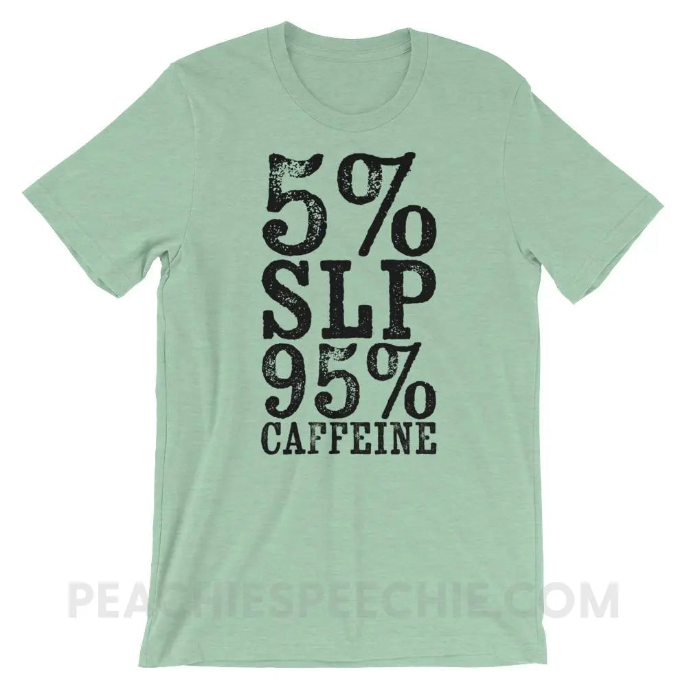 95% Caffeine Premium Soft Tee - Heather Prism Mint / XS - T-Shirts & Tops peachiespeechie.com