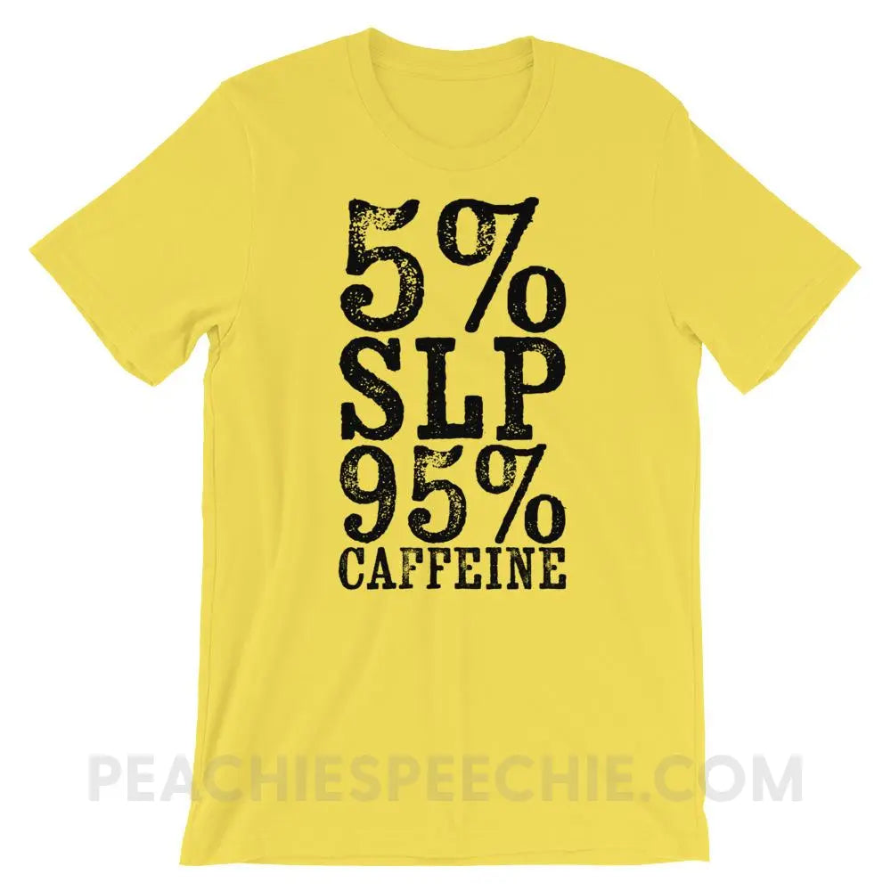 95% Caffeine Premium Soft Tee - Yellow / S - T-Shirts & Tops peachiespeechie.com