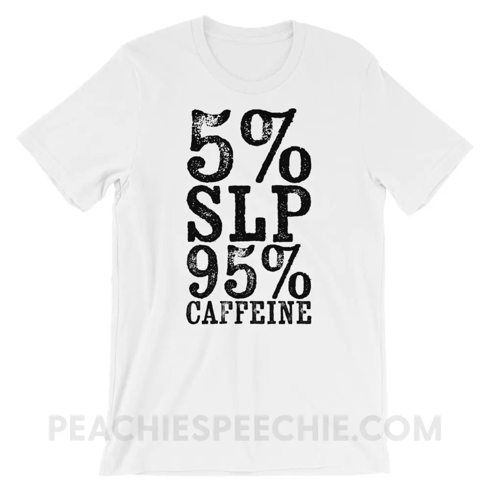 95% Caffeine Premium Soft Tee - White / XS - T-Shirts & Tops peachiespeechie.com