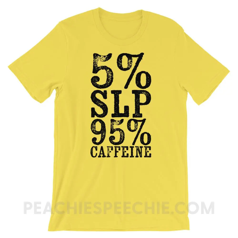 95% Caffeine Premium Soft Tee - Yellow / S - T-Shirts & Tops peachiespeechie.com