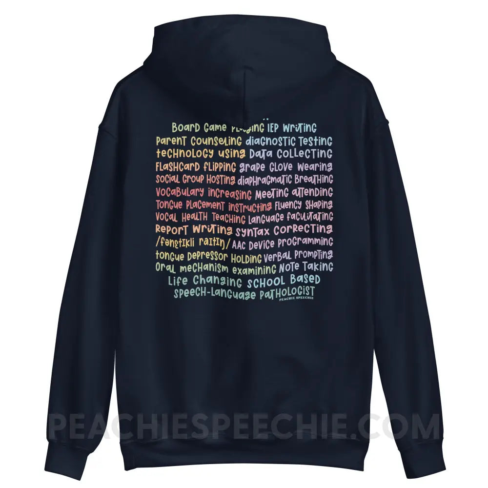 I am a… School Based SLP Classic Hoodie - Navy / S - peachiespeechie.com